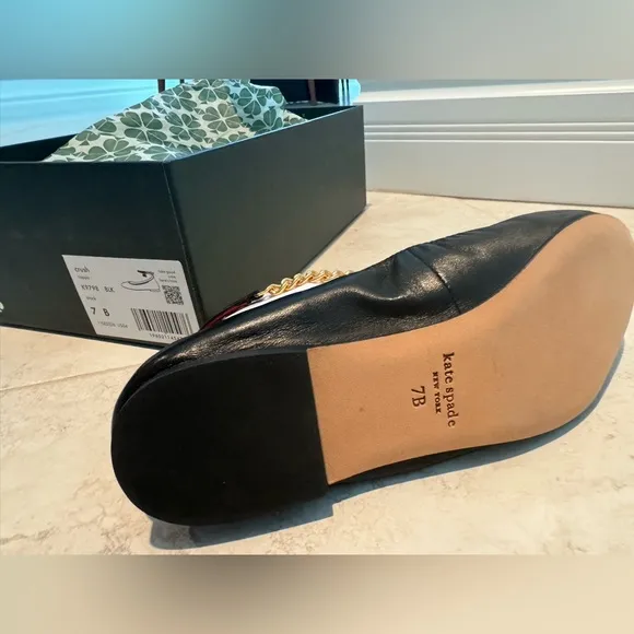 Kate Spade trendy Chain Ankle Strap Flats, size US 7