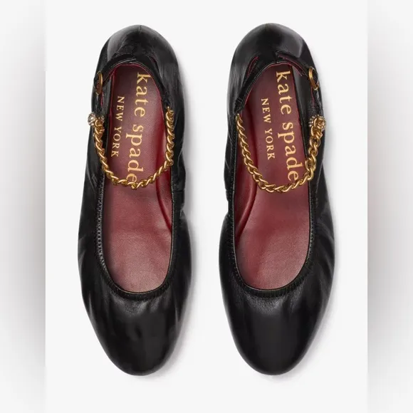Kate Spade trendy Chain Ankle Strap Flats, size US 7