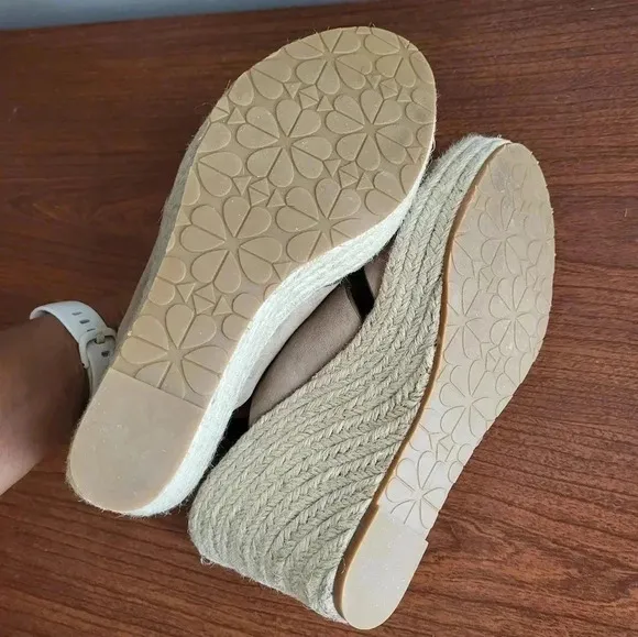 Kate Spade Tropez Wedges Espadrilles Sandals Tan Almond(7.5)