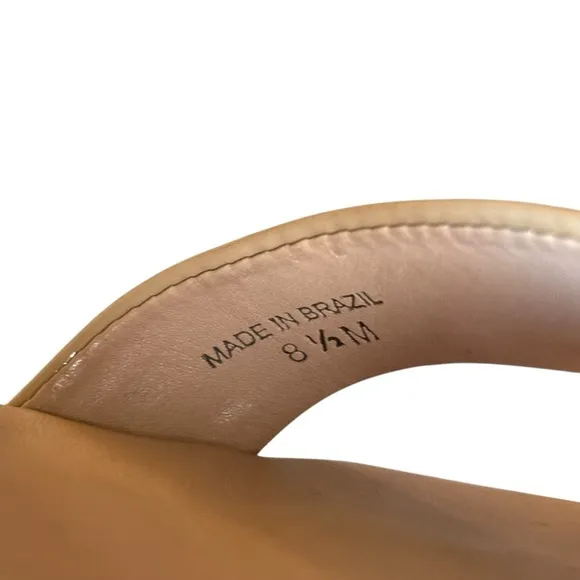 kate spade wedges nude patent leather strap leather wedge large buckle size 8.5