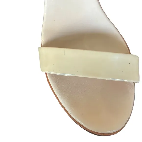 kate spade wedges nude patent leather strap leather wedge large buckle size 8.5