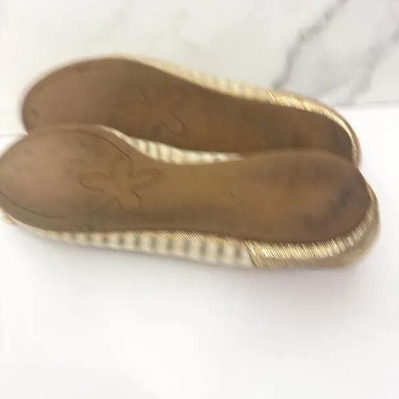 Kate Spade Womens Jump Ballet Flats Size 9 Cap Toe Bow Sheer Mesh Metallic Gold