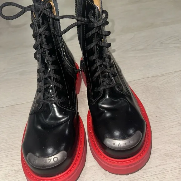 Kenzo Black and Red Men's Boots