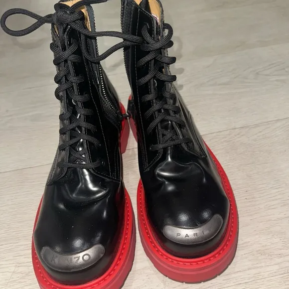Kenzo Black and Red Men's Boots