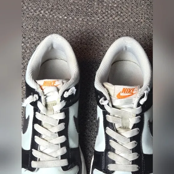 Kids Nike Dunk Low Next Nature Black Bright Mandarin Shoes, Size 6Y