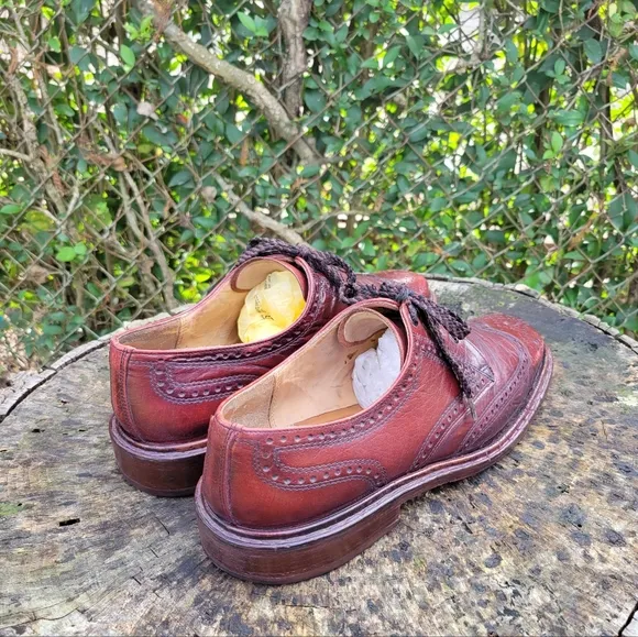 Kings of Lloyd Mens 10 M Burgundy Brown Dress Luxe Leather Wingtip Derby Shoes