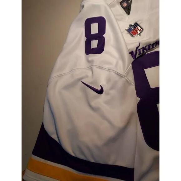KIRK COUSINS #8 Vikings Away Jersey NFL‎ On Field Nike Dri Fit XXL White V Neck