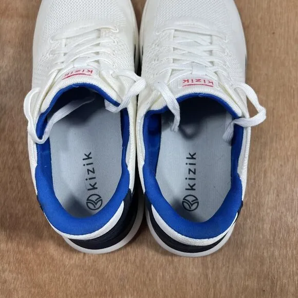 Kizik Lima Men Size 10 White Blue Hands Free Slip On Sneaker Shoes