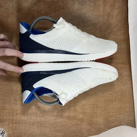 Kizik Lima Men Size 10 White Blue Hands Free Slip On Sneaker Shoes