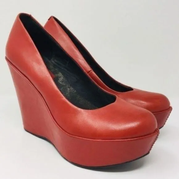 Kork east closed toe platform wedges light chestnut leather BoxG