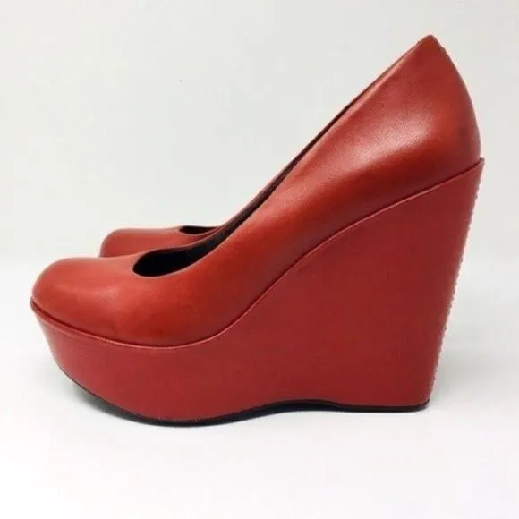 Kork east closed toe platform wedges light chestnut leather BoxG