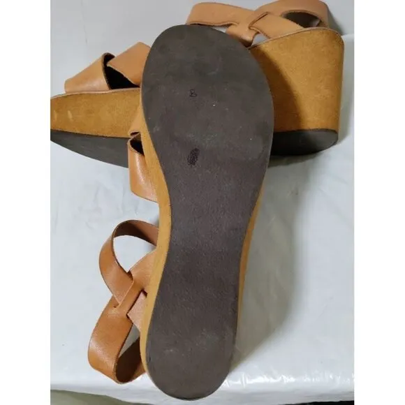 Korkease Ava Classic Natural Vachetta Leather Platform Wedges 10