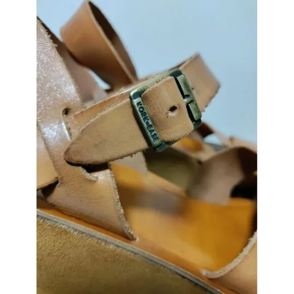 Korkease Ava Classic Natural Vachetta Leather Platform Wedges 10