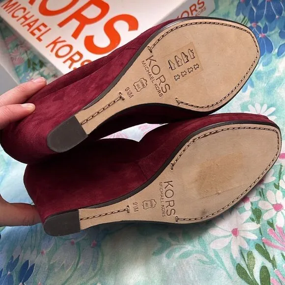 Kors Michael Kors Vail Suede Wedge Heels - 9.5