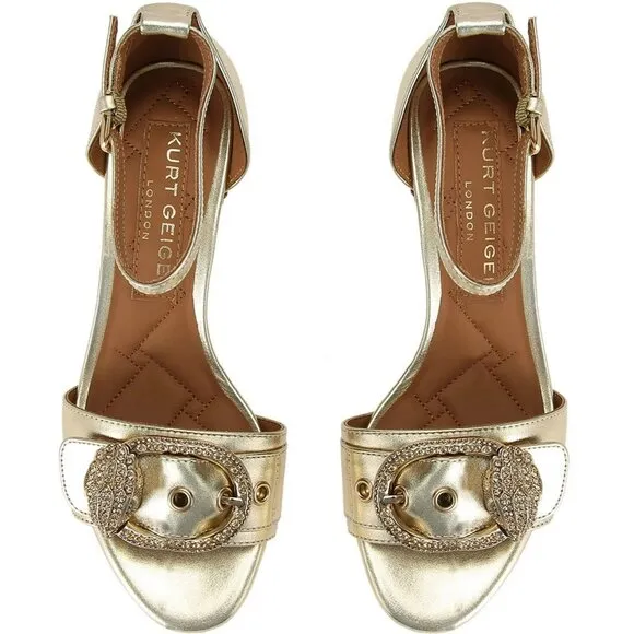 Kurt Geiger Mayfair Bloack Mid Heel Silver Leather Shoes US 6.5 EUR 36.5 Studded