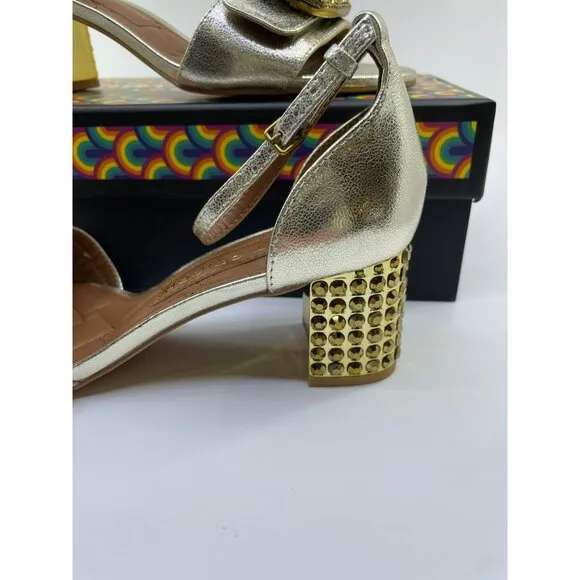 Kurt Geiger Mayfair Bloack Mid Heel Silver Leather Shoes US 6.5 EUR 36.5 Studded