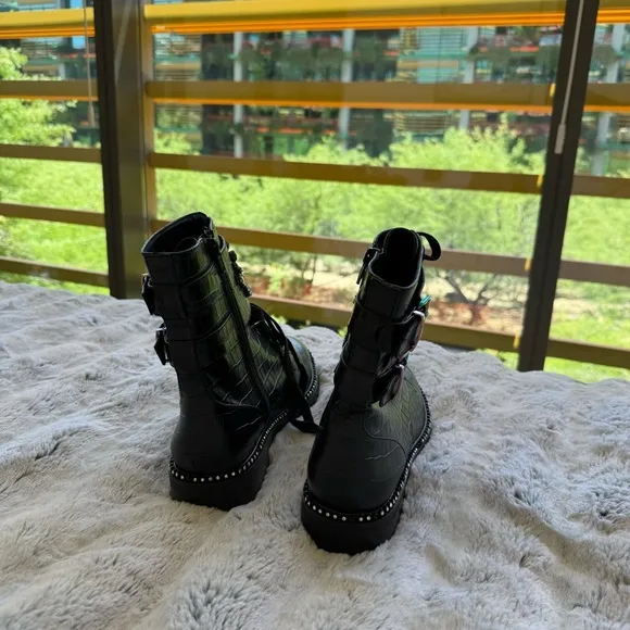 Kurt Geiger Rainbow Rhinestone Combat Boots