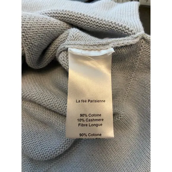 La Fee Parisienne Cashmere Sweater Women OS Boat Neck Porcelaine Blue $598