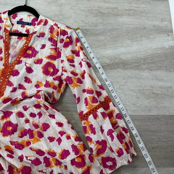 La Plage Alison Long Sleeve Dress pink Leopard Size Medium