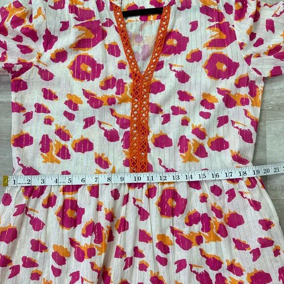 La Plage Alison Long Sleeve Dress pink Leopard Size Medium