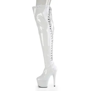 Lace Up Back Platform High Heel Thigh High Boots