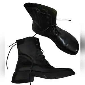 Lace up combat boots square toe