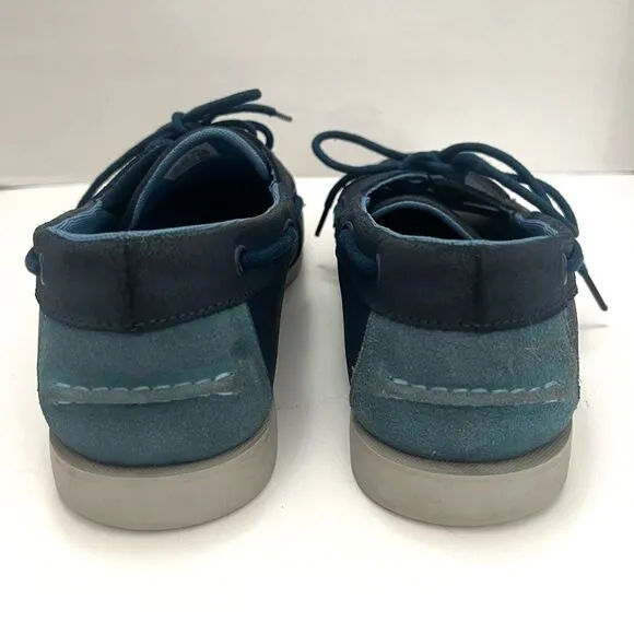 LACOSTE Navire Boat Shoe Mens Blue Leather Sz 9.5 Preppy Classic Casual Designer
