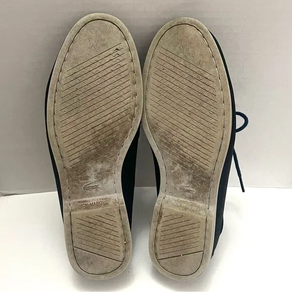 LACOSTE Navire Boat Shoe Mens Blue Leather Sz 9.5 Preppy Classic Casual Designer