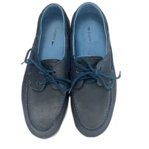 LACOSTE Navire Boat Shoe Mens Blue Leather Sz 9.5 Preppy Classic Casual Designer