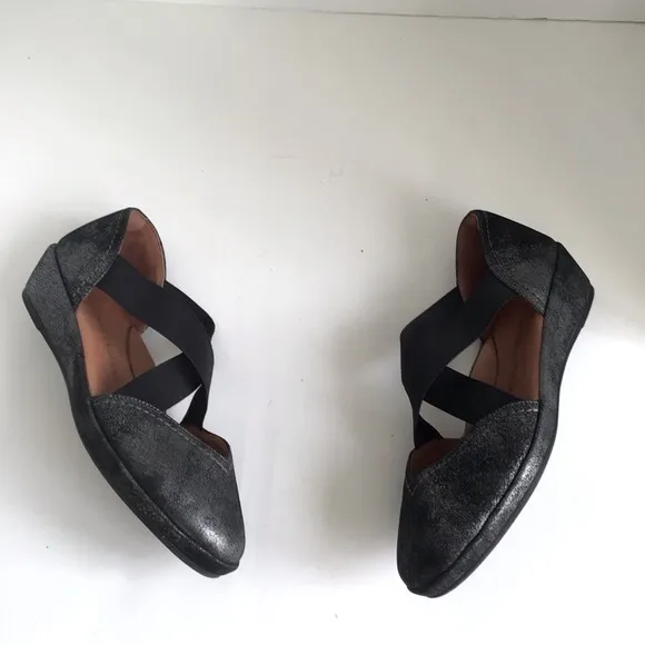 L'Amour Des Pieds Bane Demi Criss Cross Strap Leather Wedges Size 7