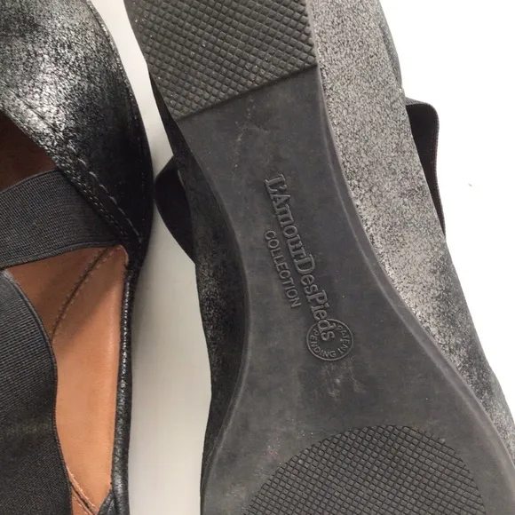 L'Amour Des Pieds Bane Demi Criss Cross Strap Leather Wedges Size 7