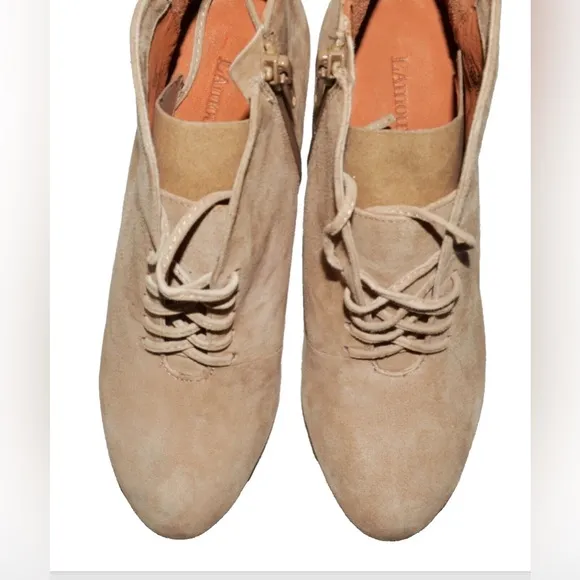 L'AMOUR DES PIEDS NEW SIZE 6.5 M TAN SUEDE LEATHER LACE UP ANKLE BOOTS BOOTIES