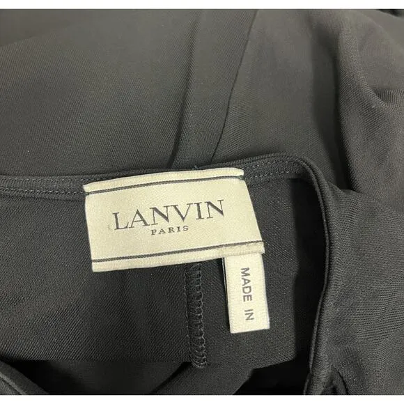 LANVIN Black Draped Chain Accent Boat Neck Midi Kaftan Dress EU 40 US 8