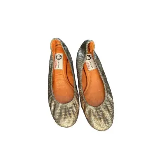 Lanvin Silver Career Business Work Lizard Embossed Slip On Ballet Flats Size 6