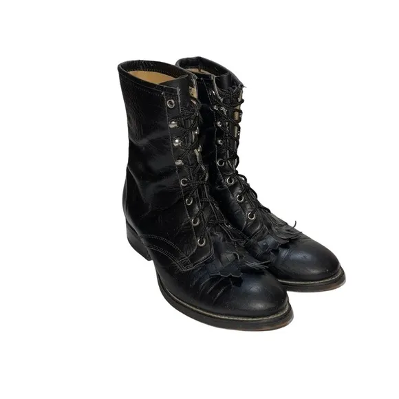 Laredo Man Combat Leather Boots Size 8