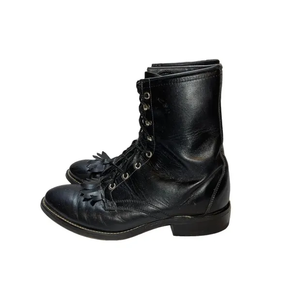 Laredo Man Combat Leather Boots Size 8