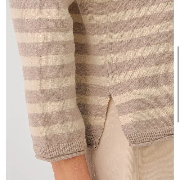 LAST ONE! NWT Pact XL 100% Organic Cotton Classic Fine Knit Gray Stripe Sweater