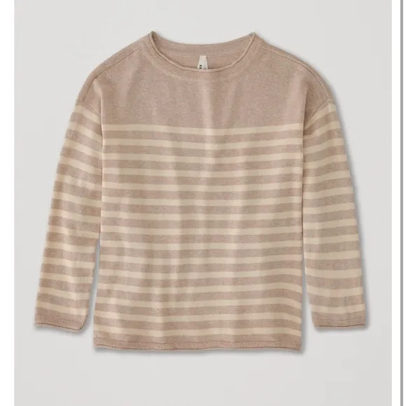 LAST ONE! NWT Pact XL 100% Organic Cotton Classic Fine Knit Gray Stripe Sweater
