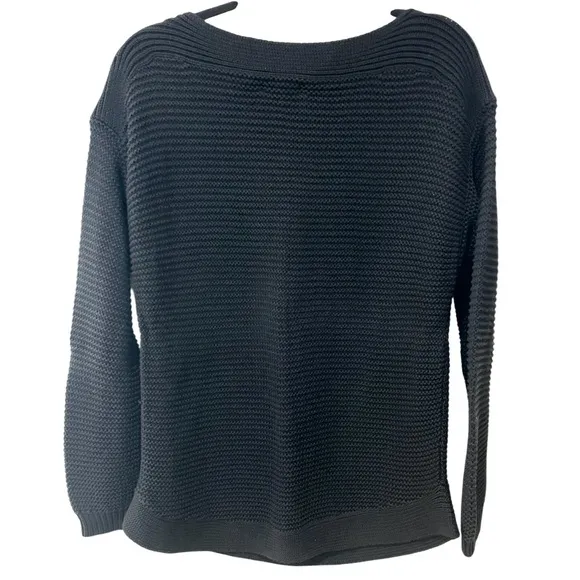 Lauren Ralf Lauren Black Knit Sweater Long Sleeve Comfy 100% Cotton SZ XL EUC