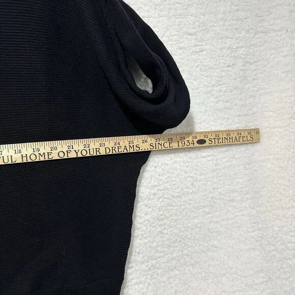 Lauren Ralph Lauren Black Boat Neck Rib Knit Trim 3 Button Placket‎ Size XL NWT