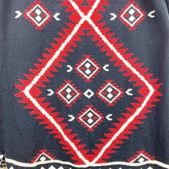 LAUREN RALPH LAUREN BOHO Colorful Tribal Knit Aztec Sweater Size XS