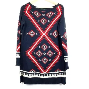 LAUREN RALPH LAUREN BOHO Colorful Tribal Knit Aztec Sweater Size XS