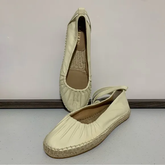 Lauren Ralph Lauren Cecilia Leather Espadrille Flats-Size 5 NWOT