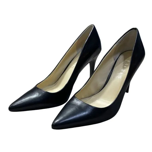 Lauren Ralph Lauren Classic Pump Shoes Heels Black Leather Size 6B