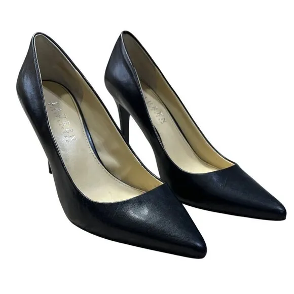 Lauren Ralph Lauren Classic Pump Shoes Heels Black Leather Size 6B