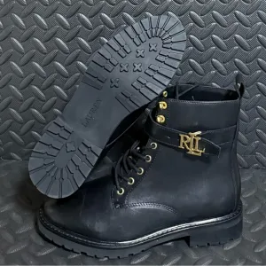 Lauren‎ Ralph Lauren Leather Lace-up Ankle Boots Black Womens Sizes