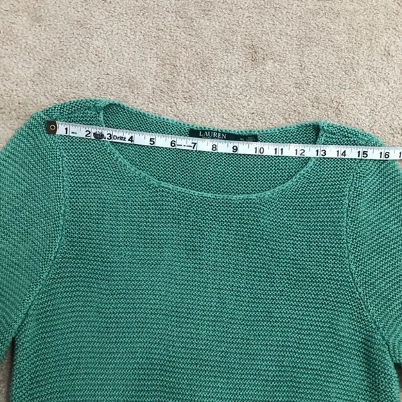 Lauren Ralph Lauren Sage Green Crochet Knit Cotton Blend Sweater Womens Size XL