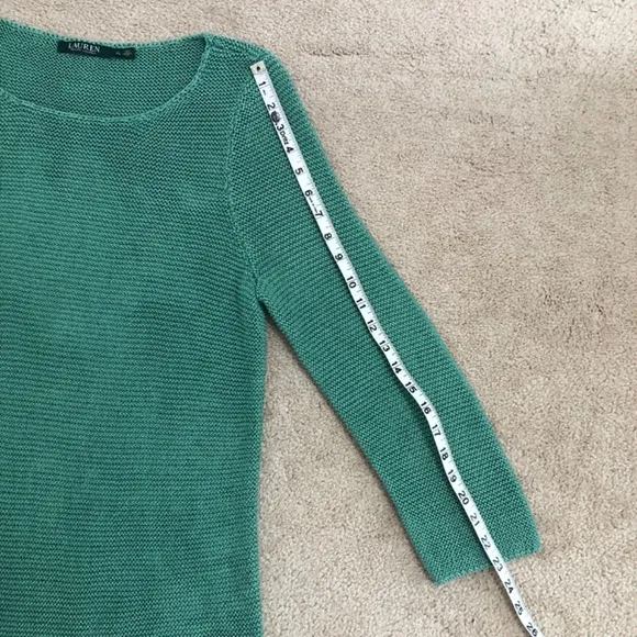 Lauren Ralph Lauren Sage Green Crochet Knit Cotton Blend Sweater Womens Size XL