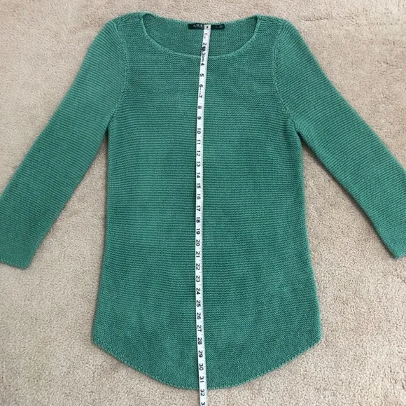 Lauren Ralph Lauren Sage Green Crochet Knit Cotton Blend Sweater Womens Size XL