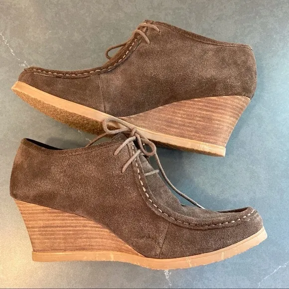 Lauren Ralph Lauren sz 10 Denver brown suede wedge booties chukka